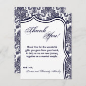 4x5 FLAT Bedankt Card Navy Blue Damask Lace (Voorkant / Achterkant)