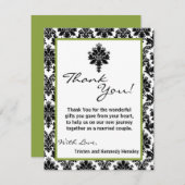 4x5 FLAT Bedankt Card Zwart Groen Damask Kant (Voorkant / Achterkant)