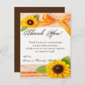 4x5 FLAT Bedankt Kaart Rustieke Zonnebloem Land (Voorkant / Achterkant)