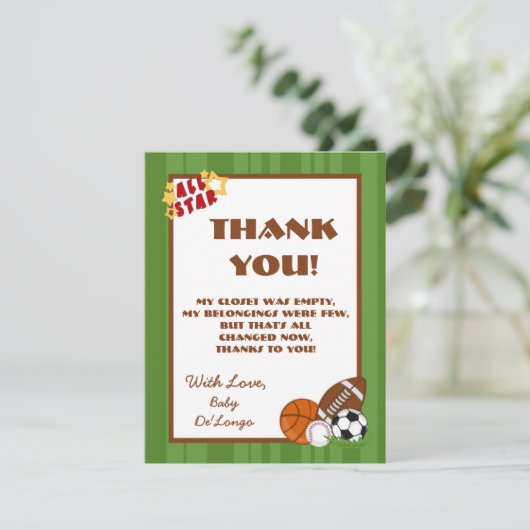 4x5 FLAT Carte de remerciements All-Star Green (Debout devant)