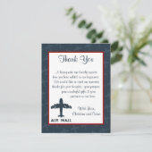 4x5 FLAT Carte de remerciements Avion Vol bleu/rou (Debout devant)