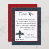 4x5 FLAT Carte de remerciements Avion Vol bleu/rou (Devant / Derrière)
