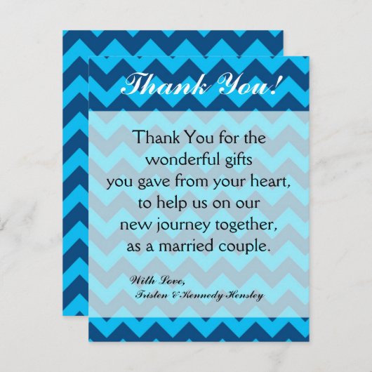 4x5 FLAT Carte de remerciements Chevron Blues (Devant / Derrière)