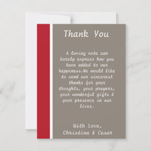 4x5 FLAT Carte de remerciements Crimson rouge gris