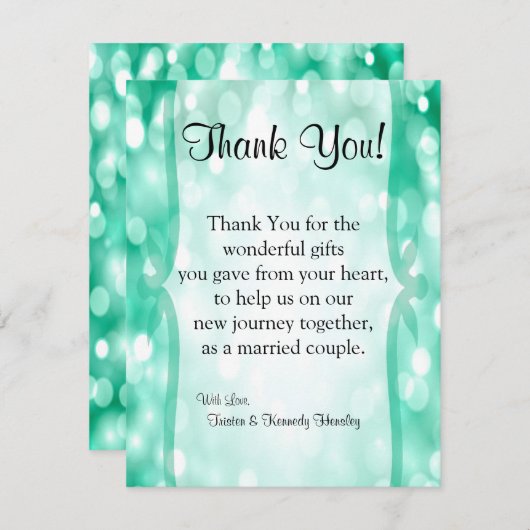 4x5 FLAT Carte de remerciements Glitz Turquoise (Devant / Derrière)