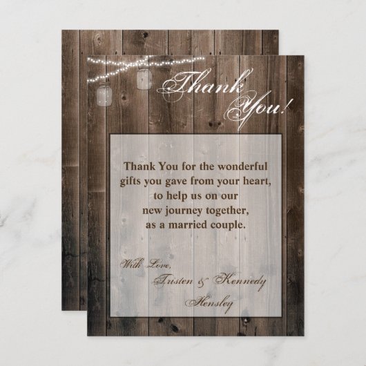 4x5 FLAT Carte de remerciements Mason Jar Lumières (Devant / Derrière)