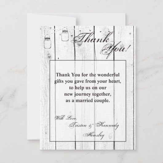 4x5 FLAT Carte de remerciements Mason Jar Lumières (Devant)