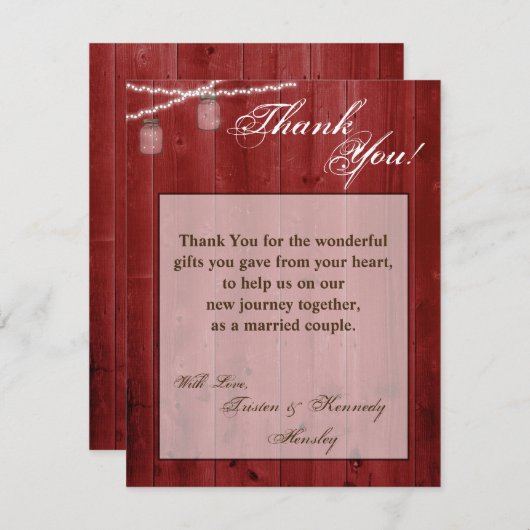 4x5 FLAT Carte de remerciements Mason Jar Lumières (Devant / Derrière)