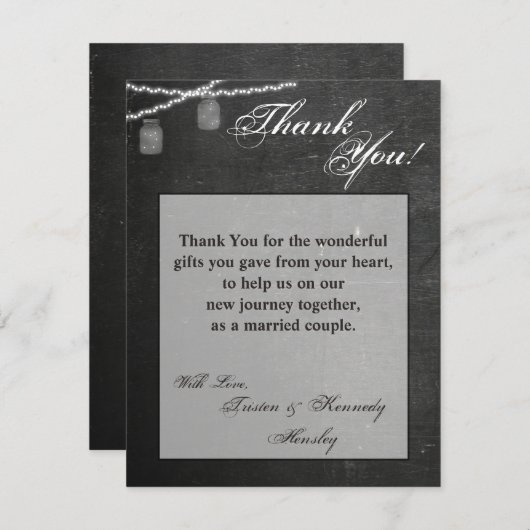 4x5 FLAT Carte de remerciements Mason Jar Lumières (Devant / Derrière)