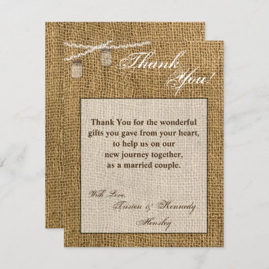 4x5 FLAT Carte de remerciements Mason Jar Lumières (Devant / Derrière)