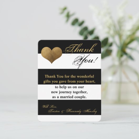 4x5 FLAT Carte de remerciements moderne bande noir (Debout devant)