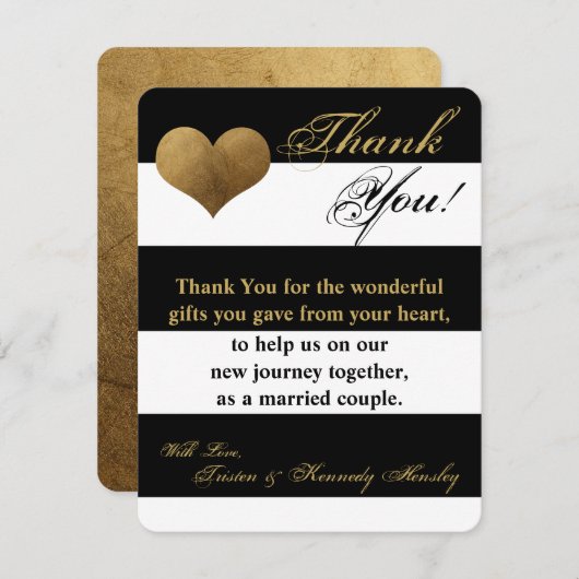 4x5 FLAT Carte de remerciements moderne bande noir (Devant / Derrière)