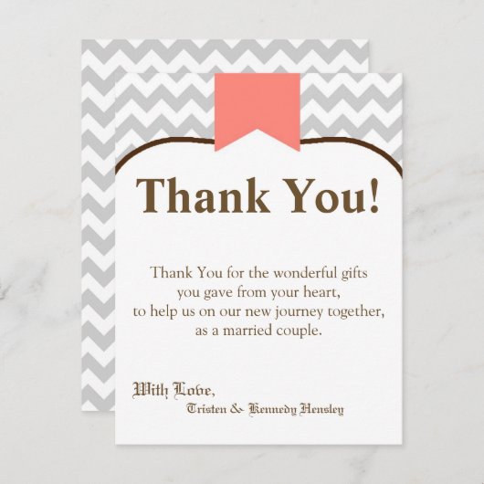 4x5 FLAT Carte de remerciements moderne Chevron St (Devant / Derrière)