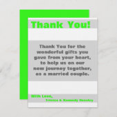 4x5 FLAT Carte de remerciements moderne néon vert (Devant / Derrière)