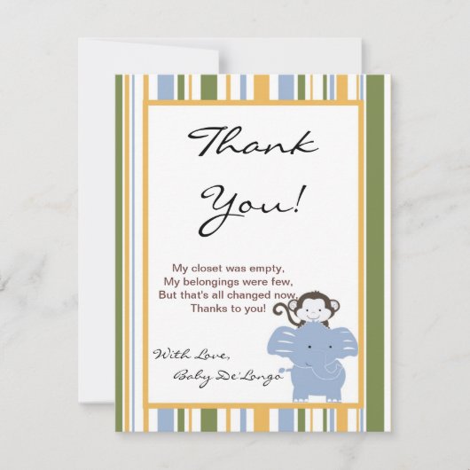 4x5 FLAT Cartes de remerciements Safari amis (Devant)