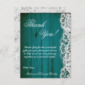 4x5 FLAT Dank u kaart Afgestemde Blauwgroen houten (Voorkant / Achterkant)