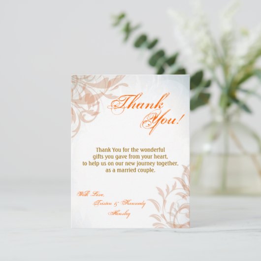 4x5 FLAT Dank u kaart Herfst Filigree Herfst Swirl (Staand voorkant)