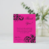 4x5 FLAT Dank u kaart Hot Pink Bloemen Filigre (Staand voorkant)