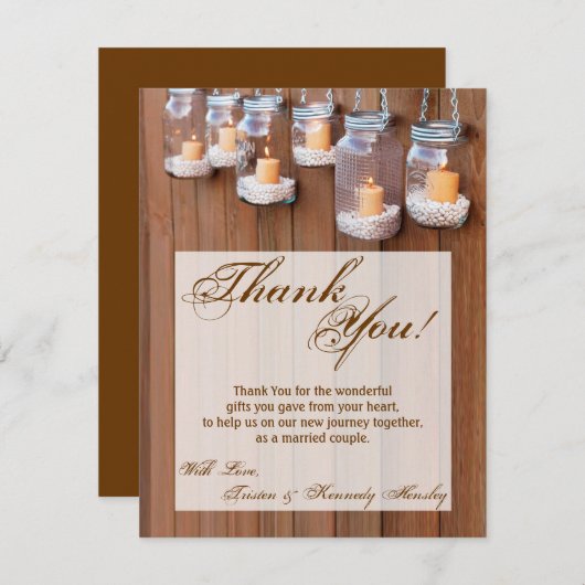 4x5 FLAT Dank u kaart Mason Jar Kaarslicht Ni (Voorkant / Achterkant)