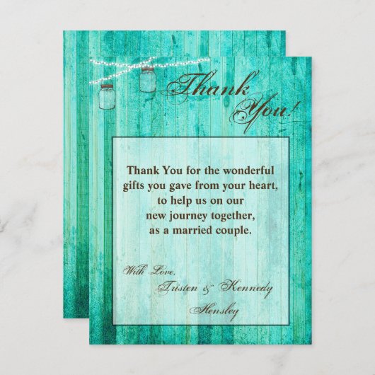 4x5 FLAT Dank u kaart Mason Jar String Lights (Voorkant / Achterkant)