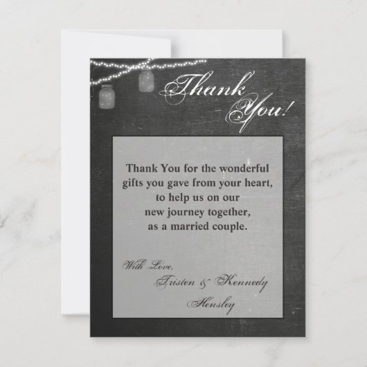 4x5 FLAT Dank u kaart Mason Jar String Lights (Voorkant)