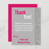 4x5 FLAT Dank u kaart Modern grijs Damask Kant (Voorkant / Achterkant)