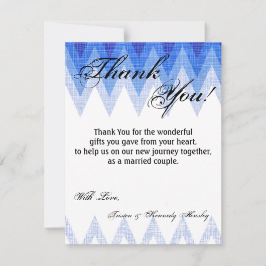 4x5 FLAT Dank u kaart Ombre Blue Chevron (Voorkant)