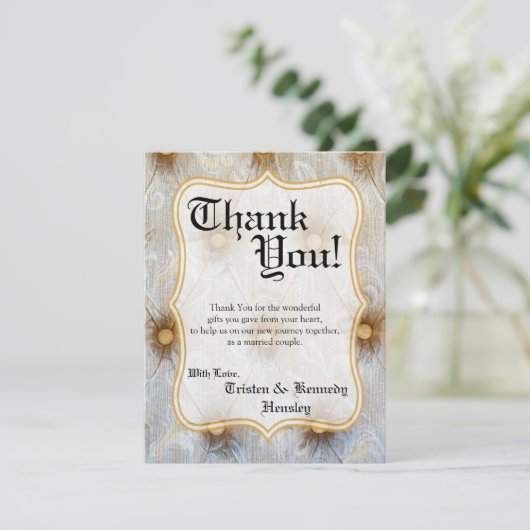 4x5 FLAT Dank u kaart Pintuck Stof Tay (Staand voorkant)