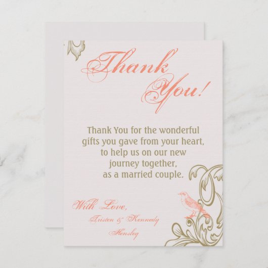 4x5 FLAT Dank u kaart Victoria Love Bird (Voorkant / Achterkant)