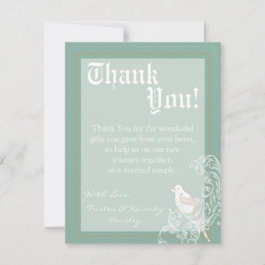 4x5 FLAT Dank u kaart  Victoria Love Bird (Voorkant)