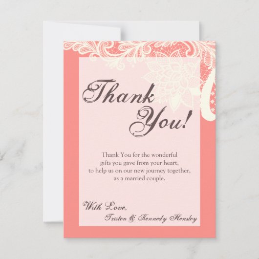 4x5 FLAT Dank u kaart  Victoriaans Kant Cor (Voorkant)