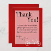 4x5 FLAT Dank u kaart Whimsical Red Double Bike (Voorkant / Achterkant)