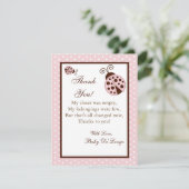 4x5 FLAT Dank u voor de kaart Roze Ladybug (Staand voorkant)