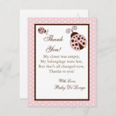 4x5 FLAT Dank u voor de kaart Roze Ladybug (Voorkant / Achterkant)