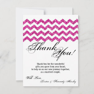 4x5 FLAT Dank u voor uw kaart Roze glitter Chevron