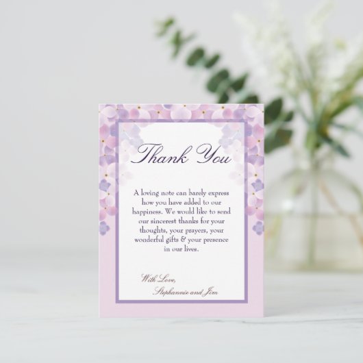 4x5 FLAT - Hartelijk dank - Kaart Paarse hydrangea (Staand voorkant)