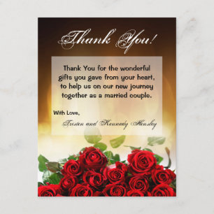4x5 FLAT Hartelijk dank! Rood Rose Bouquet Bridal Bedankkaart