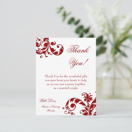 4x5 FLAT Hartelijk dank voor uw kaart Crimson Red (Staand voorkant)