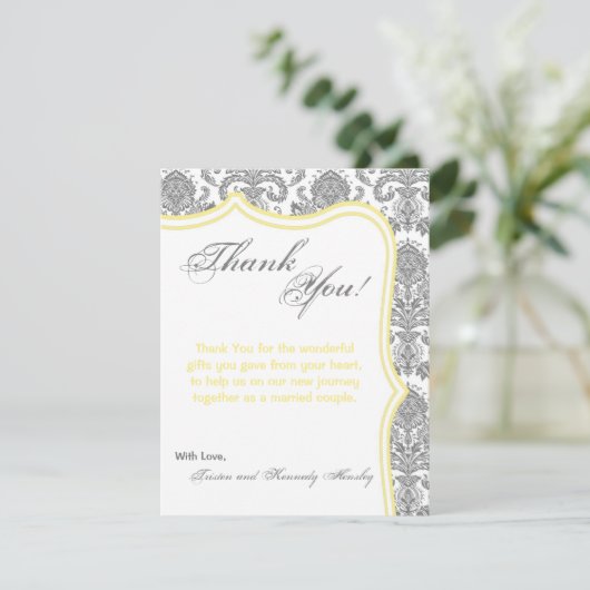 4x5 FLAT - Hartelijk dank voor uw kaart Gele Damas (Staand voorkant)