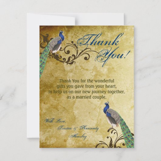 4x5 FLAT Hartelijk dank voor uw kaart Peacock  ver (Voorkant)