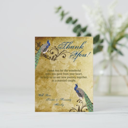 4x5 FLAT Hartelijk dank voor uw kaart Peacock  ver (Staand voorkant)