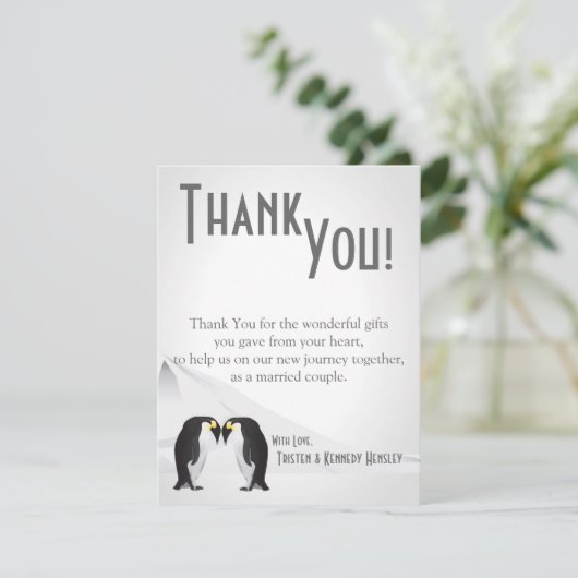 4x5 FLAT Hartelijk dank voor uw kaart Penguins Mat (Staand voorkant)