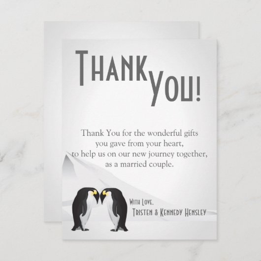 4x5 FLAT Hartelijk dank voor uw kaart Penguins Mat (Voorkant / Achterkant)