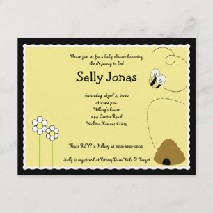 4x5 Invitation Baby shower de bourdon d'abeille