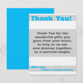 4x5 PLAT Carte de remerciements moderne néon bleu  (Devant / Derrière)