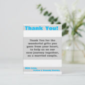 4x5 PLAT Carte de remerciements moderne néon bleu  (Debout devant)