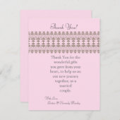 4x5 PLAT Carte de remerciements rose dentelle flor (Devant / Derrière)