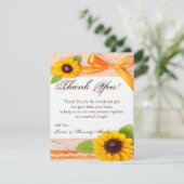 4x5 PLAT Carte de remerciements Tournesol rustique (Debout devant)