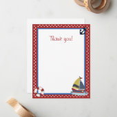 4x5 Roodmatte zeilboot met zeilboot Rat Hartelijk  Notitiekaartje (Voorkant / Achterkant in situ)