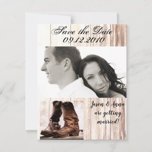 4x5 Save the Date Kaart Boots Country Rustic Weste (Voorkant)